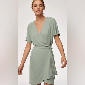 Aritzia/Babaton Wrap Dress in Sage Green